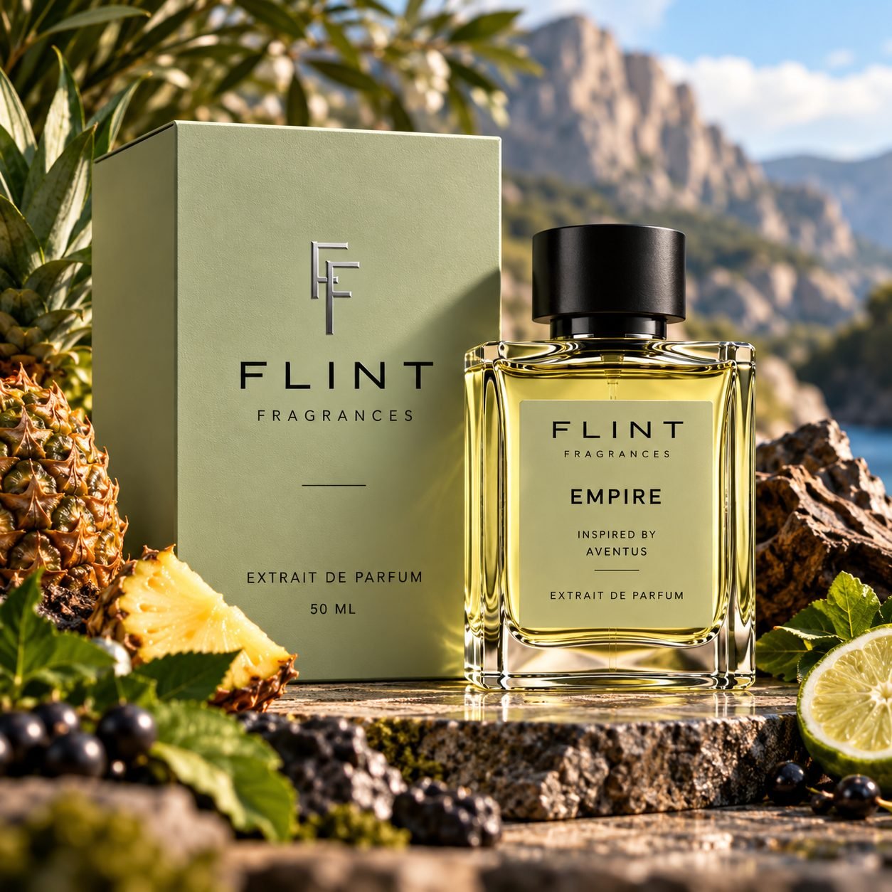 Flint Empire Extrait de Parfum for men with sage box